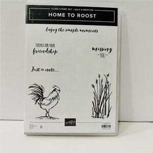 Stampin Up "Home to Roost" Set of Cling Rubber Stamps Set Chicken Rooster Friend